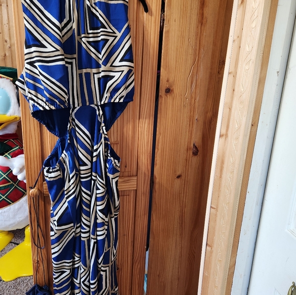 Nwt Womens Banana Republic Blue and White Geometric Dress - Picture 3 of 12